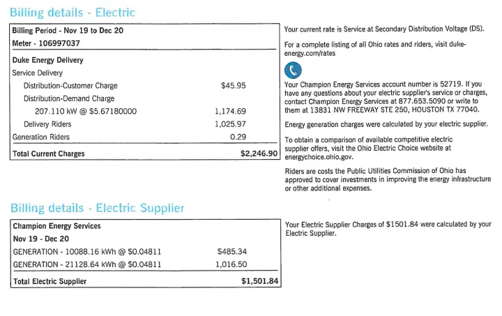 billing details 
